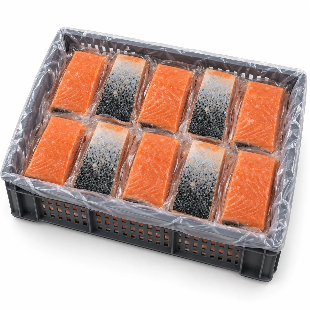 Porciones de salmón en canastilla